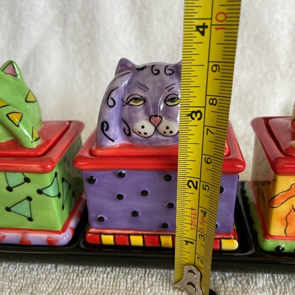 Pacific Giftware CM Redwine Hear See Speak No Evil Colorful Cat Trinket Box Set - Picture 12 of 12